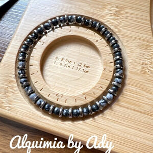 Snowflake obsidian dainty 6mm beaded handmade bracelet boho/stacking/yoga/silver
